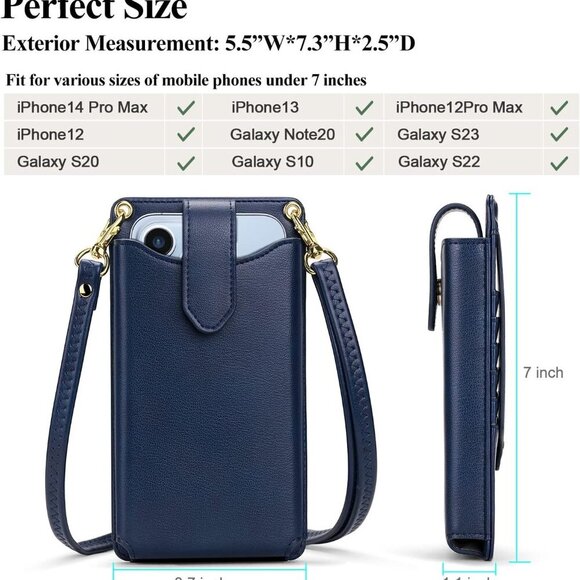 Small Crossbody Cell Phone Purse for Women Vegan Leather Crossbody Phone Bag wit - Picture 4 of 7
